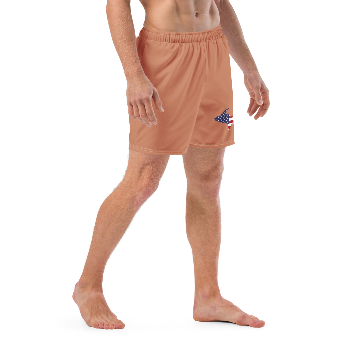 Michigan Upper Peninsula Men's Swim Trunks (w/ UP USA Flag ) | Copper Color