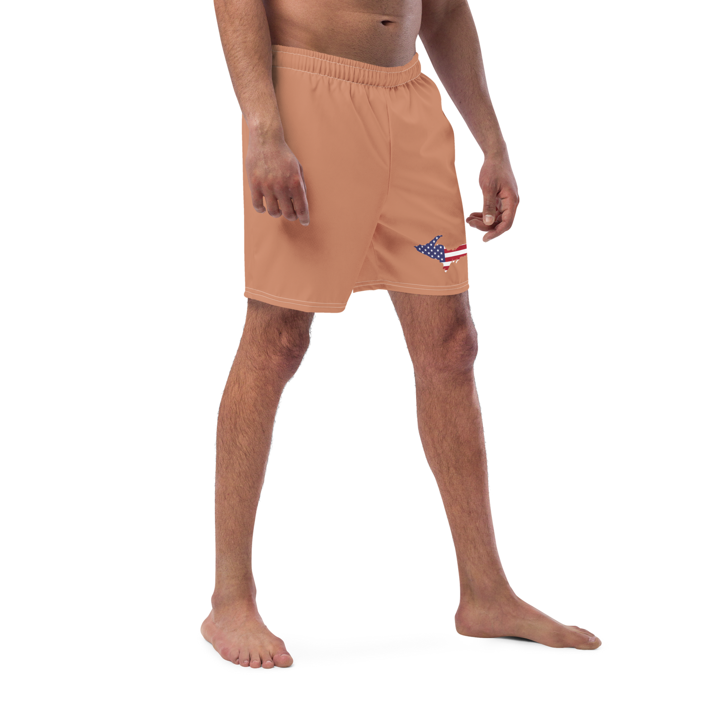 Michigan Upper Peninsula Men's Swim Trunks (w/ UP USA Flag ) | Copper Color