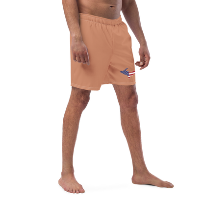 Michigan Upper Peninsula Men's Swim Trunks (w/ UP USA Flag ) | Copper Color