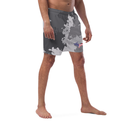 Michigan Upper Peninsula Men's Swim Trunks (w/ UP USA Flag ) | Iron Ore Camo