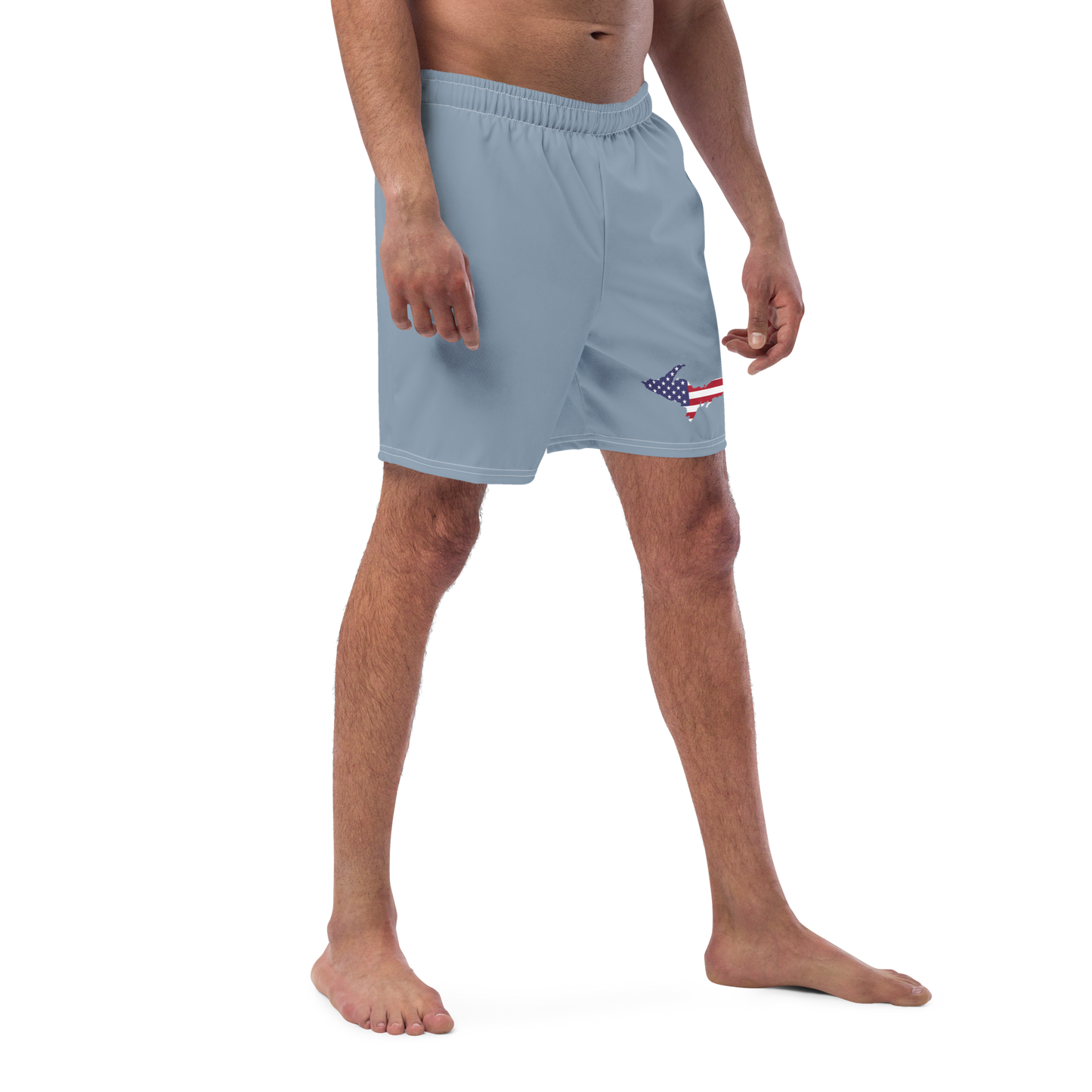 Michigan Upper Peninsula Men's Swim Trunks (w/ UP USA Flag ) | B-24 Grey