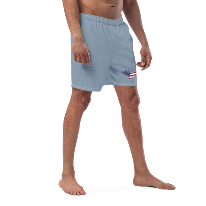 Michigan Upper Peninsula Men's Swim Trunks (w/ UP USA Flag ) | B-24 Grey