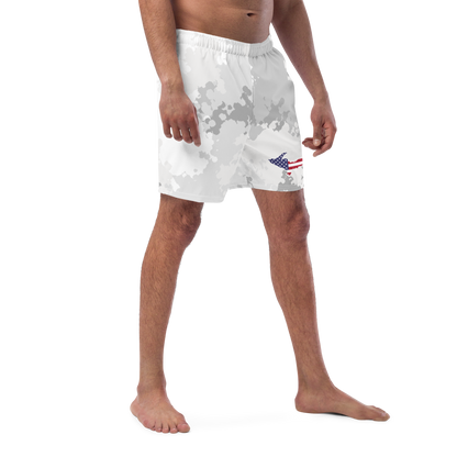 Michigan Upper Peninsula Men's Swim Trunks (w/ UP USA Flag ) | Snow Camo