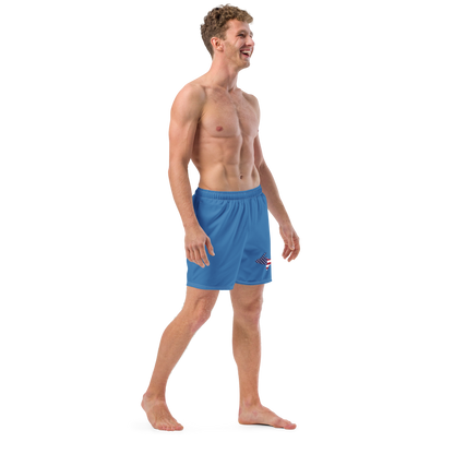 Michigan Upper Peninsula Men's Swim Trunks (w/ UP USA Flag ) | Lake Superior Blue