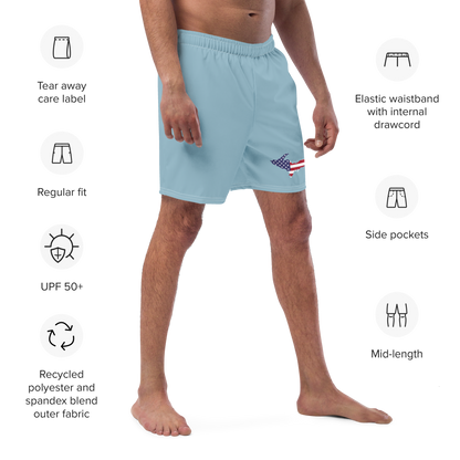 Michigan Upper Peninsula Men's Swim Trunks (w/ UP USA Flag ) | Opal Blue