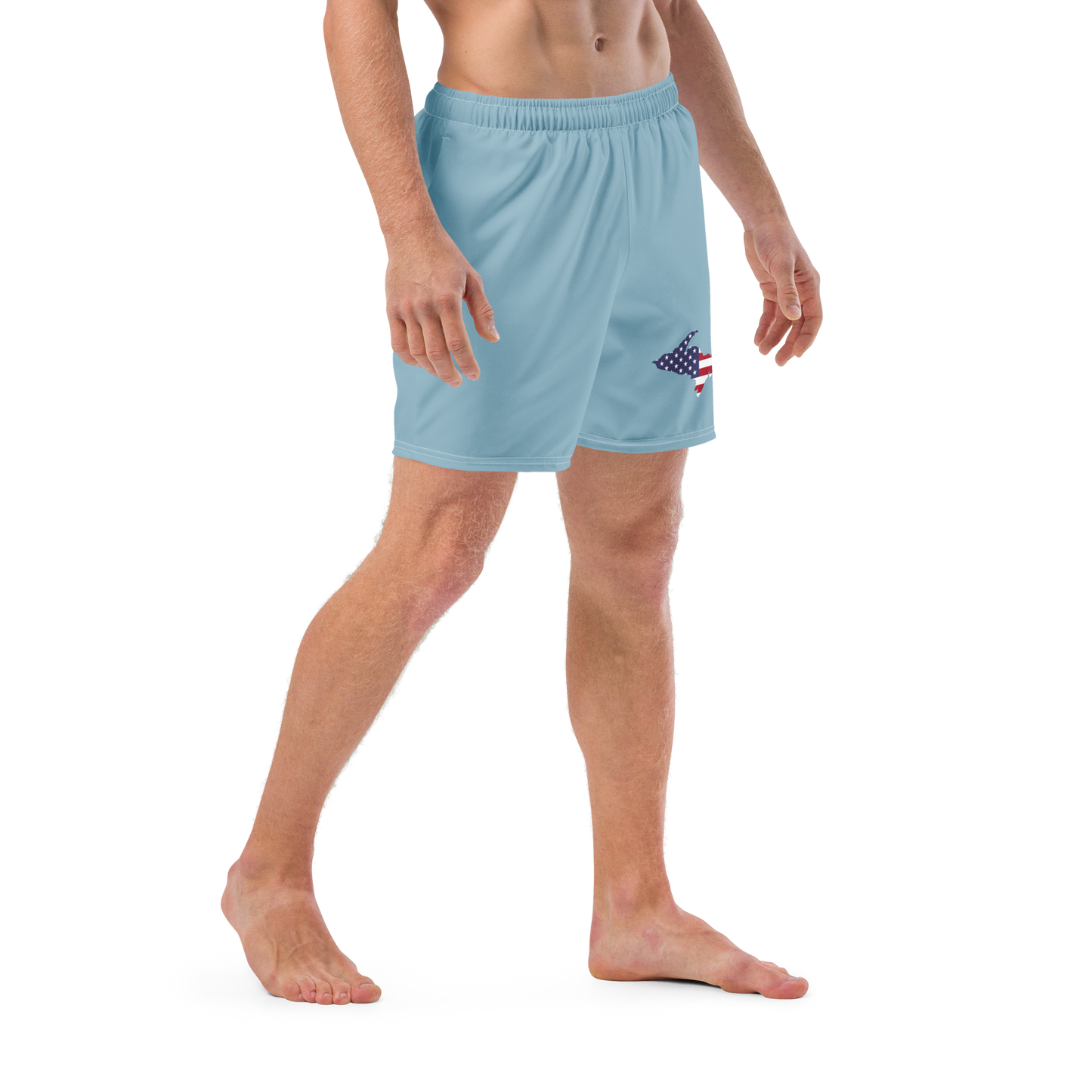 Michigan Upper Peninsula Men's Swim Trunks (w/ UP USA Flag ) | Opal Blue