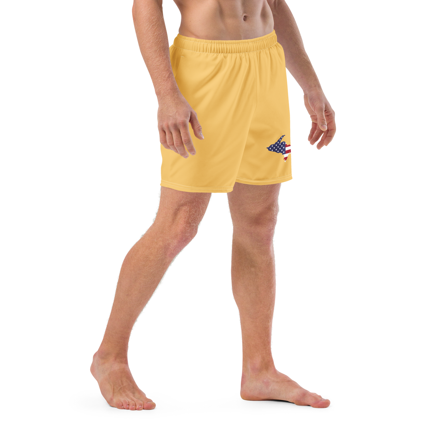 Michigan Upper Peninsula Men's Swim Trunks (w/ UP USA Flag ) | Citrine