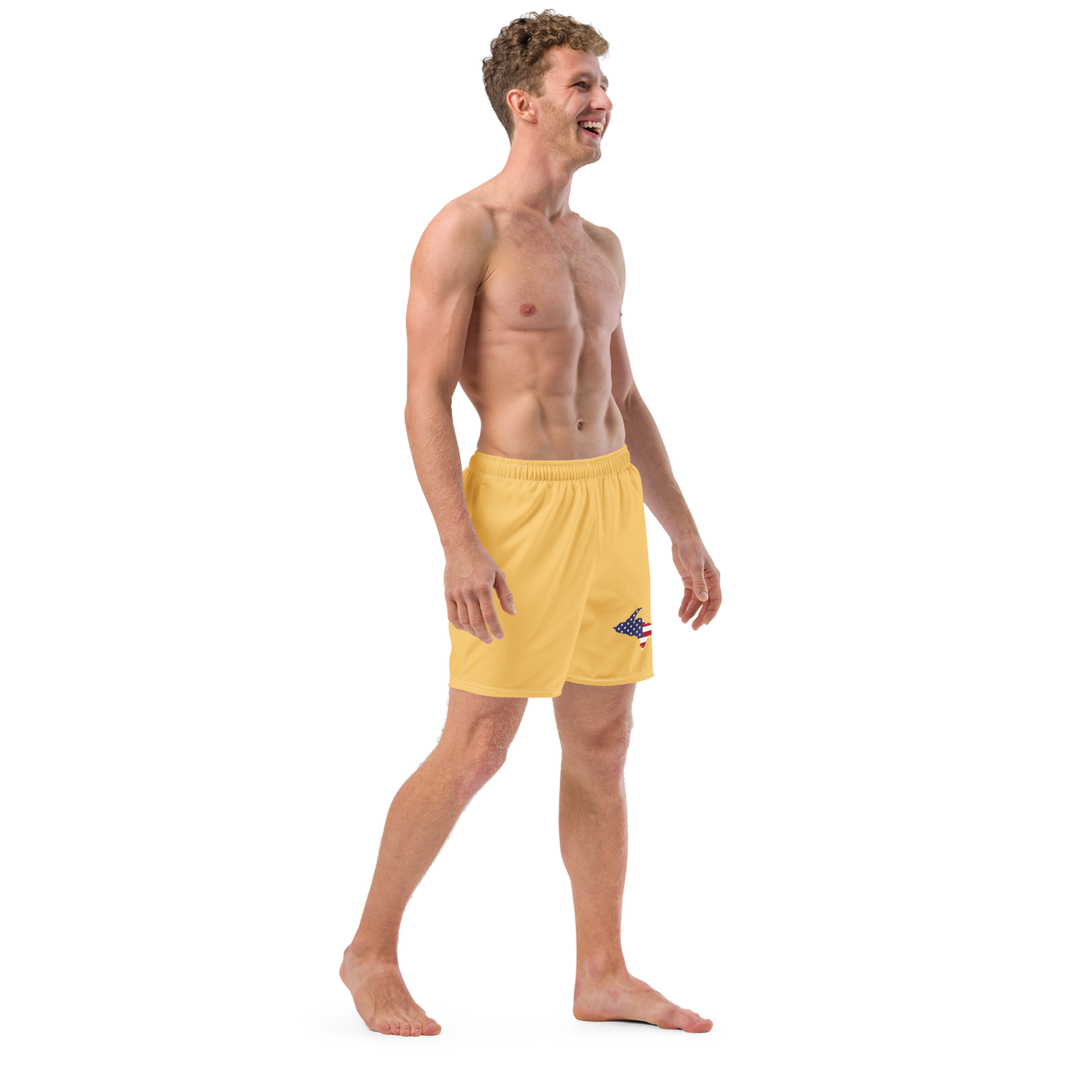 Michigan Upper Peninsula Men's Swim Trunks (w/ UP USA Flag ) | Citrine