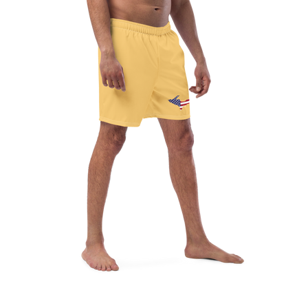 Michigan Upper Peninsula Men's Swim Trunks (w/ UP USA Flag ) | Citrine