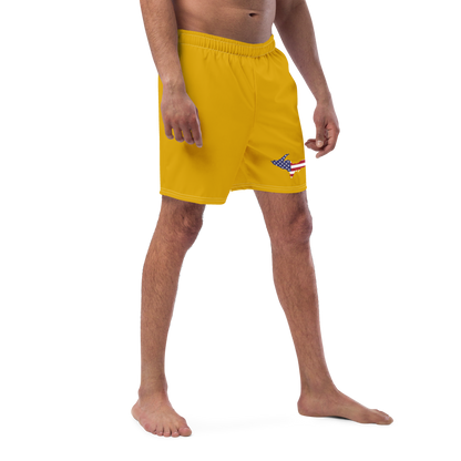 Michigan Upper Peninsula Men's Swim Trunks (w/ UP USA Flag ) | Gold