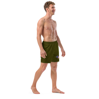 Michigan Upper Peninsula Men's Swim Trunks (w/ UP USA Flag ) | Military Green