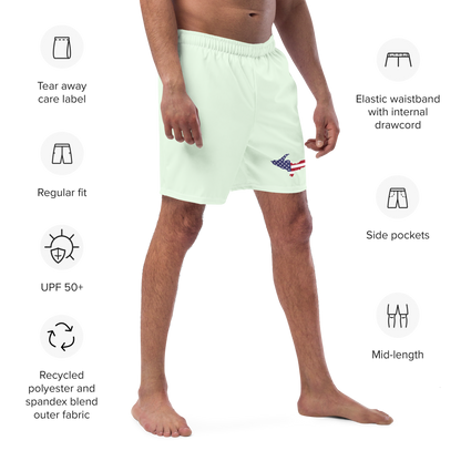 Michigan Upper Peninsula Men's Swim Trunks (w/ UP USA Flag ) | Dew Green