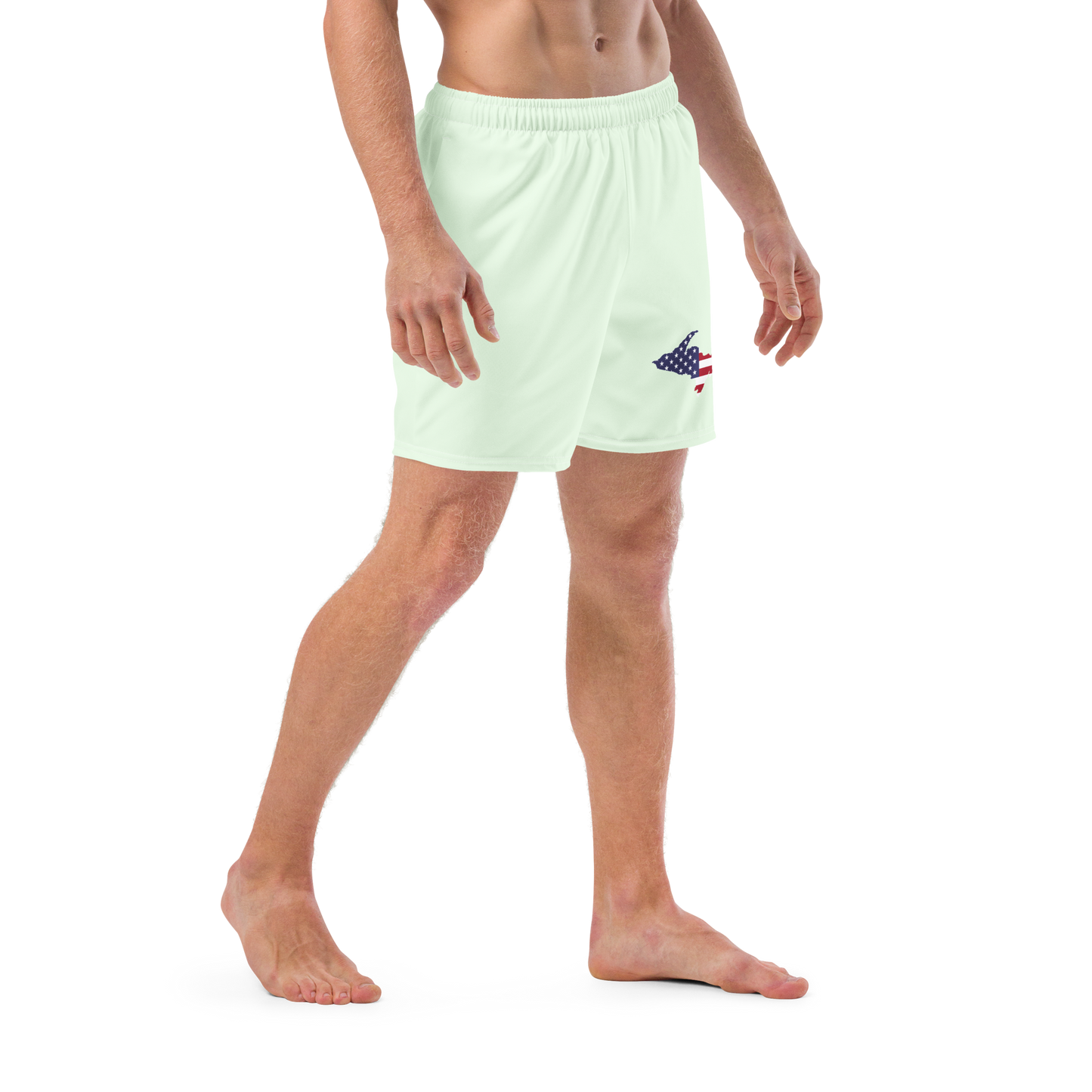 Michigan Upper Peninsula Men's Swim Trunks (w/ UP USA Flag ) | Dew Green