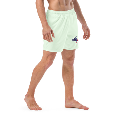 Michigan Upper Peninsula Men's Swim Trunks (w/ UP USA Flag ) | Dew Green