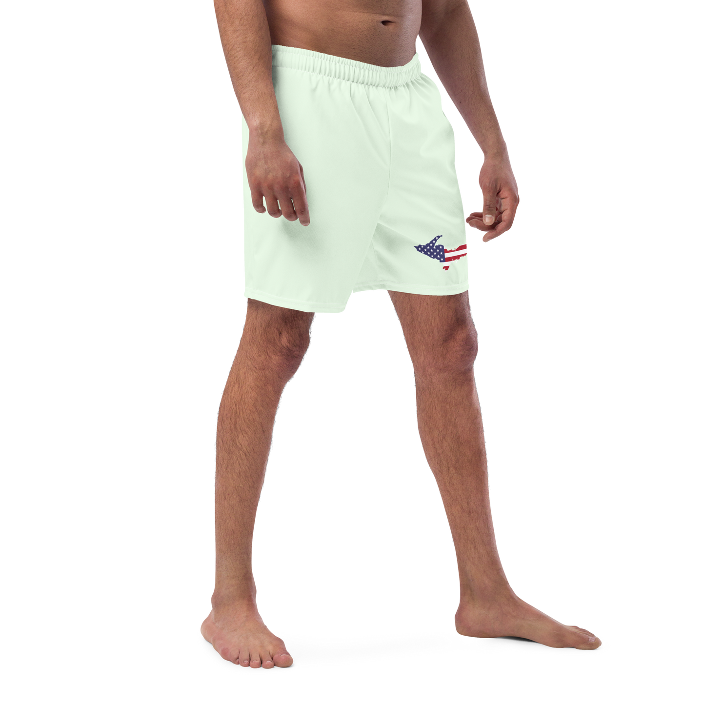 Michigan Upper Peninsula Men's Swim Trunks (w/ UP USA Flag ) | Dew Green