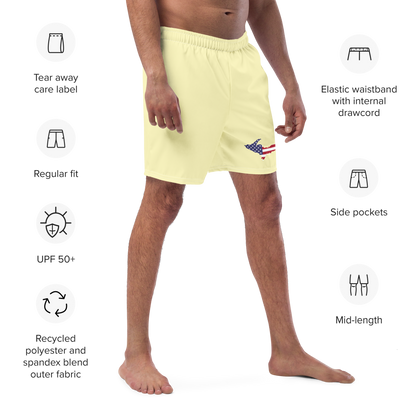 Michigan Upper Peninsula Men's Swim Trunks (w/ UP USA Flag ) | Canary Yellow