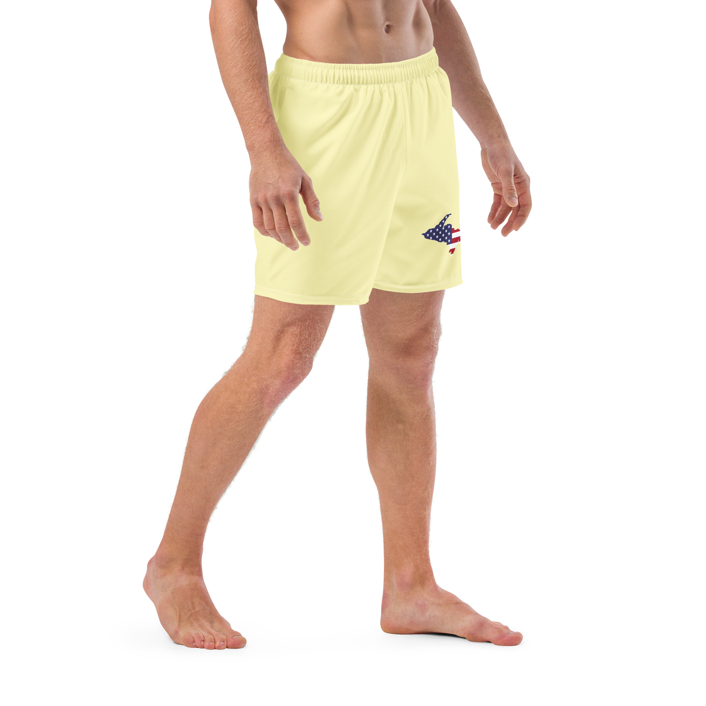 Michigan Upper Peninsula Men's Swim Trunks (w/ UP USA Flag ) | Canary Yellow