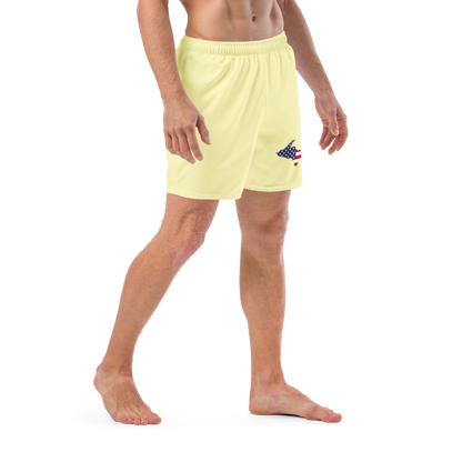 Michigan Upper Peninsula Men's Swim Trunks (w/ UP USA Flag ) | Canary Yellow