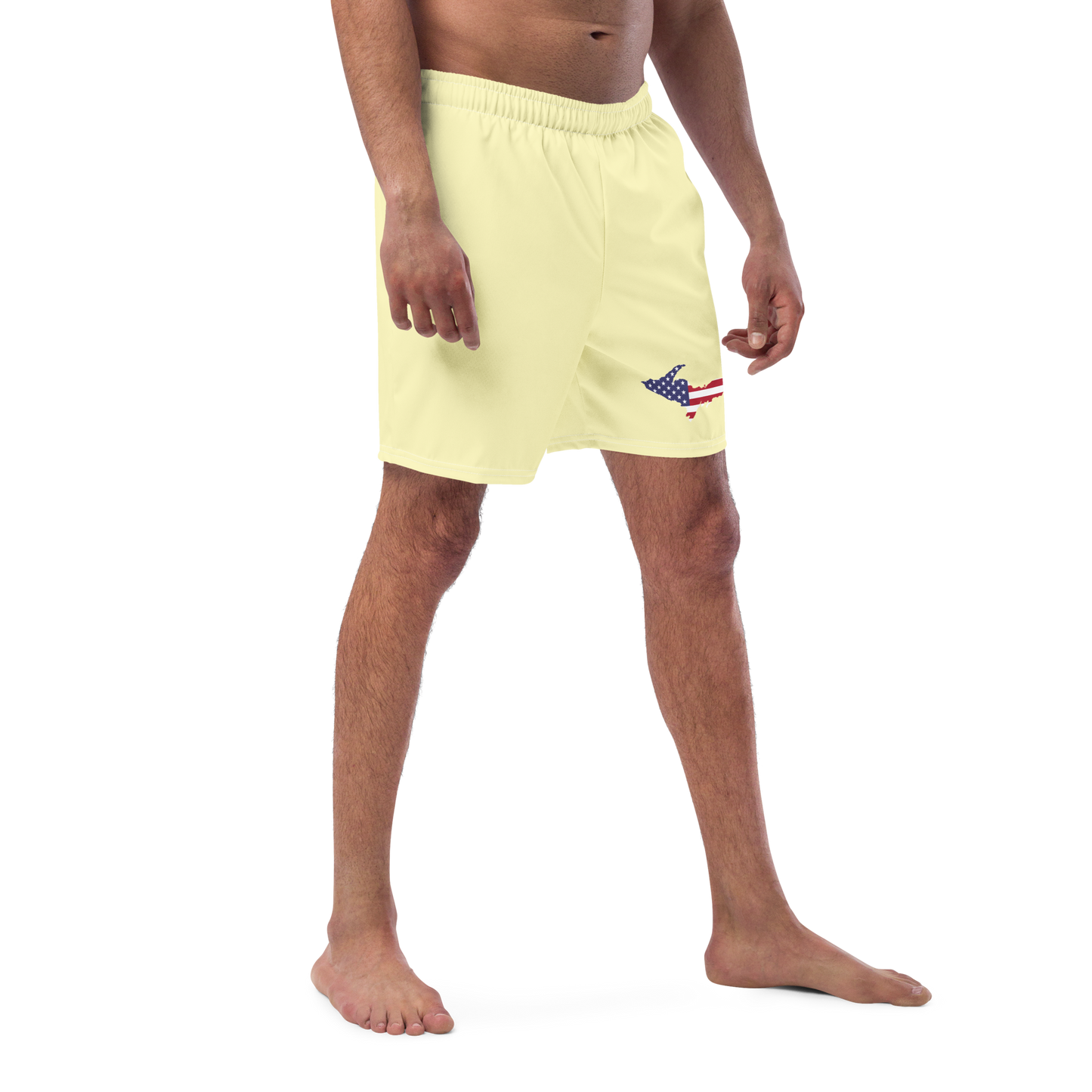 Michigan Upper Peninsula Men's Swim Trunks (w/ UP USA Flag ) | Canary Yellow