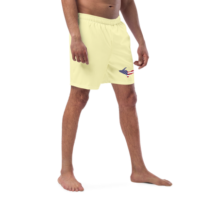 Michigan Upper Peninsula Men's Swim Trunks (w/ UP USA Flag ) | Canary Yellow