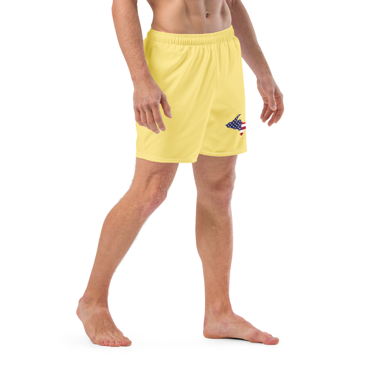 Michigan Upper Peninsula Men's Swim Trunks (w/ UP USA Flag ) | Cherry Yellow