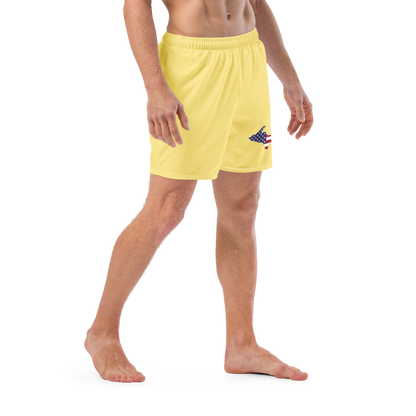 Michigan Upper Peninsula Men's Swim Trunks (w/ UP USA Flag ) | Cherry Yellow