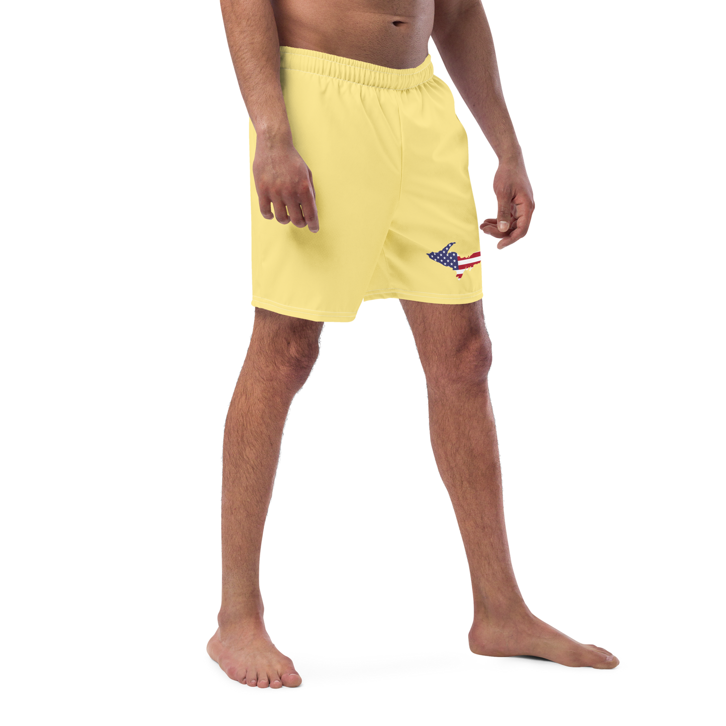 Michigan Upper Peninsula Men's Swim Trunks (w/ UP USA Flag ) | Cherry Yellow