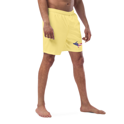 Michigan Upper Peninsula Men's Swim Trunks (w/ UP USA Flag ) | Cherry Yellow