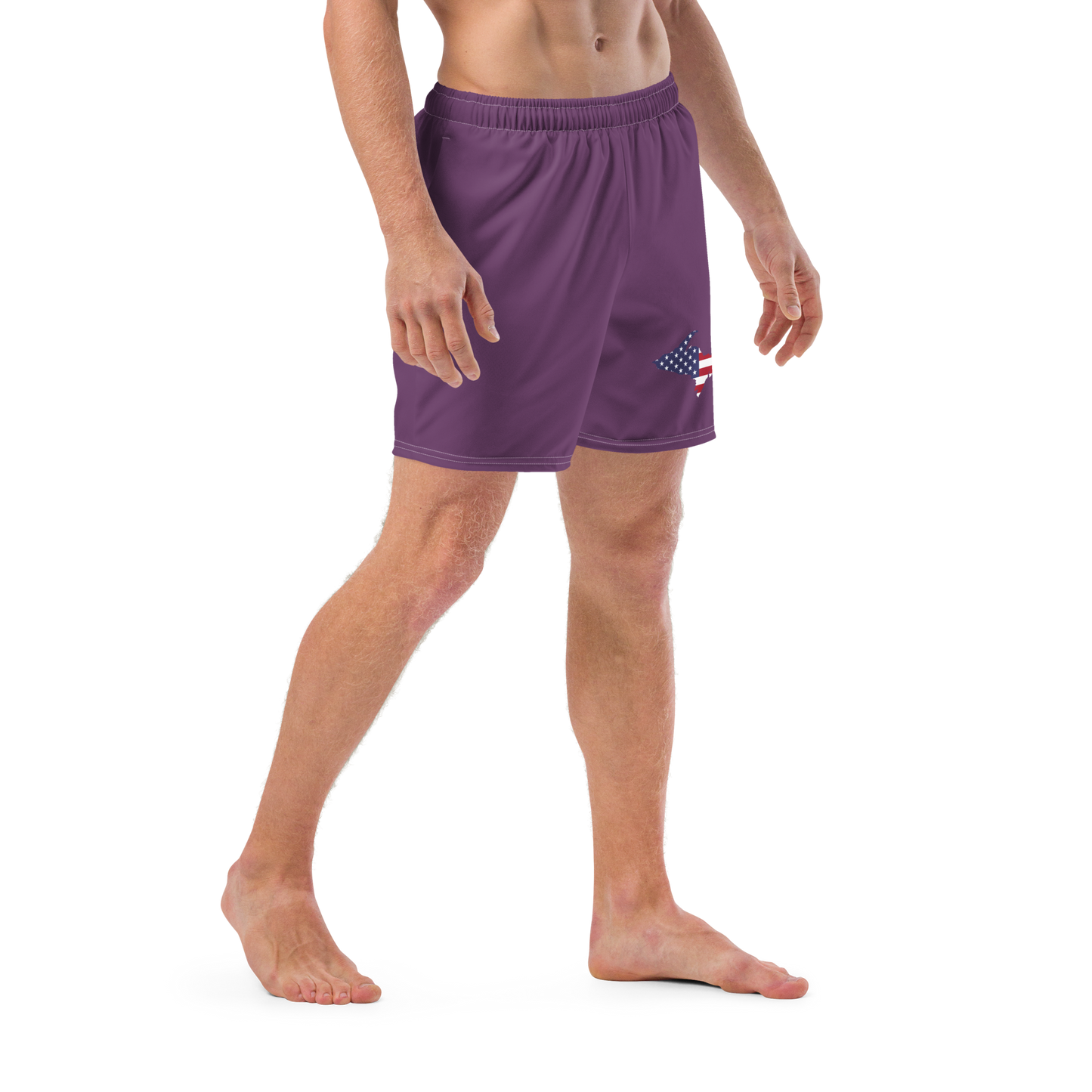 Michigan Upper Peninsula Men's Swim Trunks (w/ UP USA Flag ) | Plum