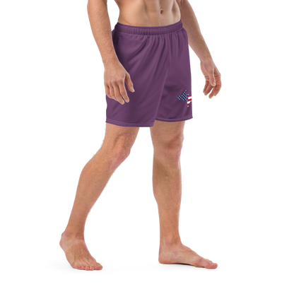 Michigan Upper Peninsula Men's Swim Trunks (w/ UP USA Flag ) | Plum