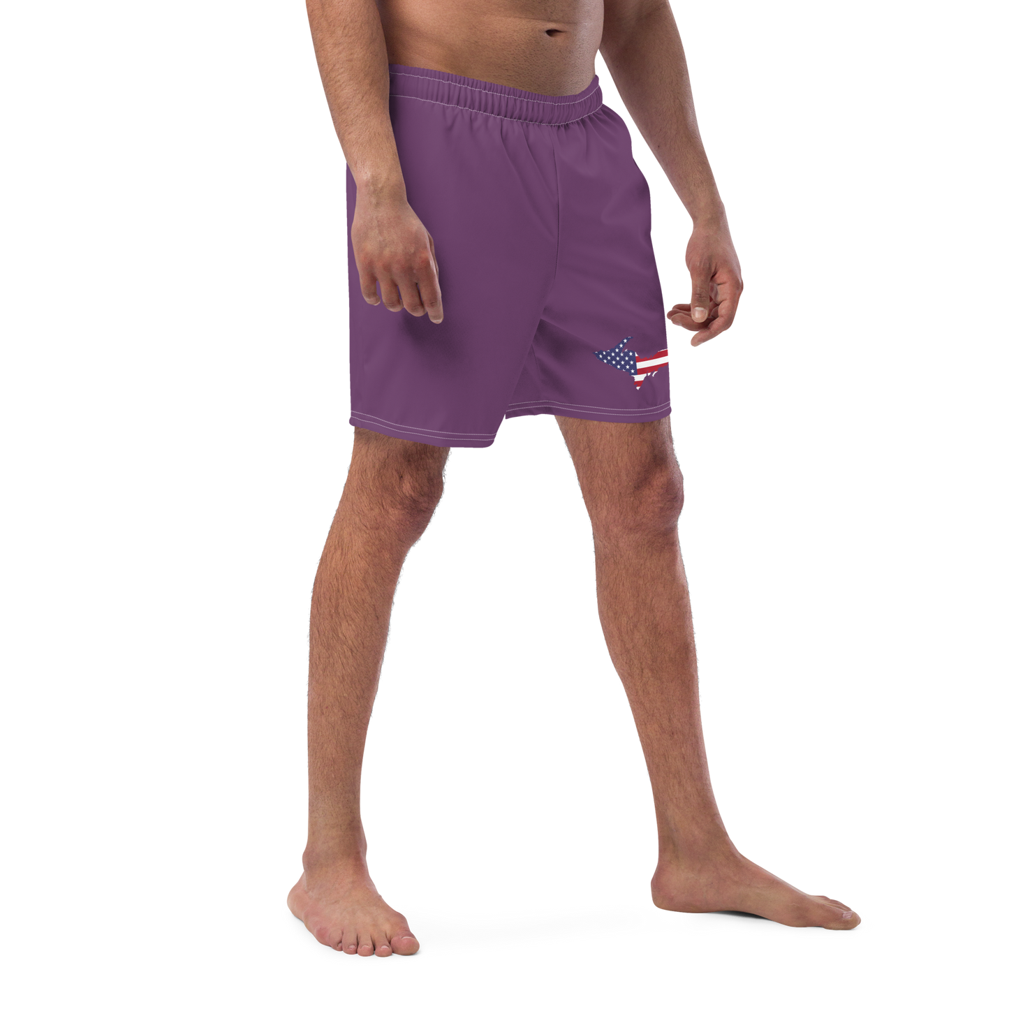 Michigan Upper Peninsula Men's Swim Trunks (w/ UP USA Flag ) | Plum