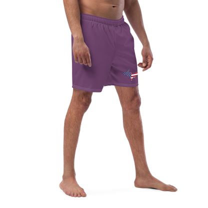 Michigan Upper Peninsula Men's Swim Trunks (w/ UP USA Flag ) | Plum