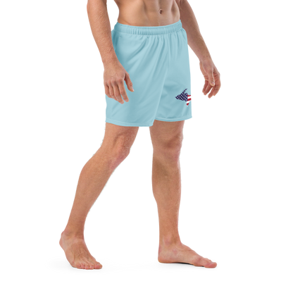 Michigan Upper Peninsula Men's Swim Trunks (w/ UP USA Flag ) | '58 Caddie Blue