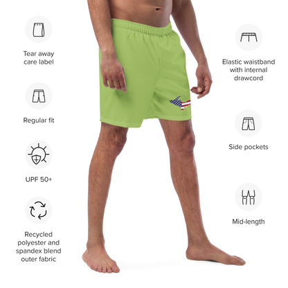 Michigan Upper Peninsula Men's Swim Trunks (w/ UP USA Flag ) | Gooseberry Green