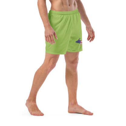 Michigan Upper Peninsula Men's Swim Trunks (w/ UP USA Flag ) | Gooseberry Green