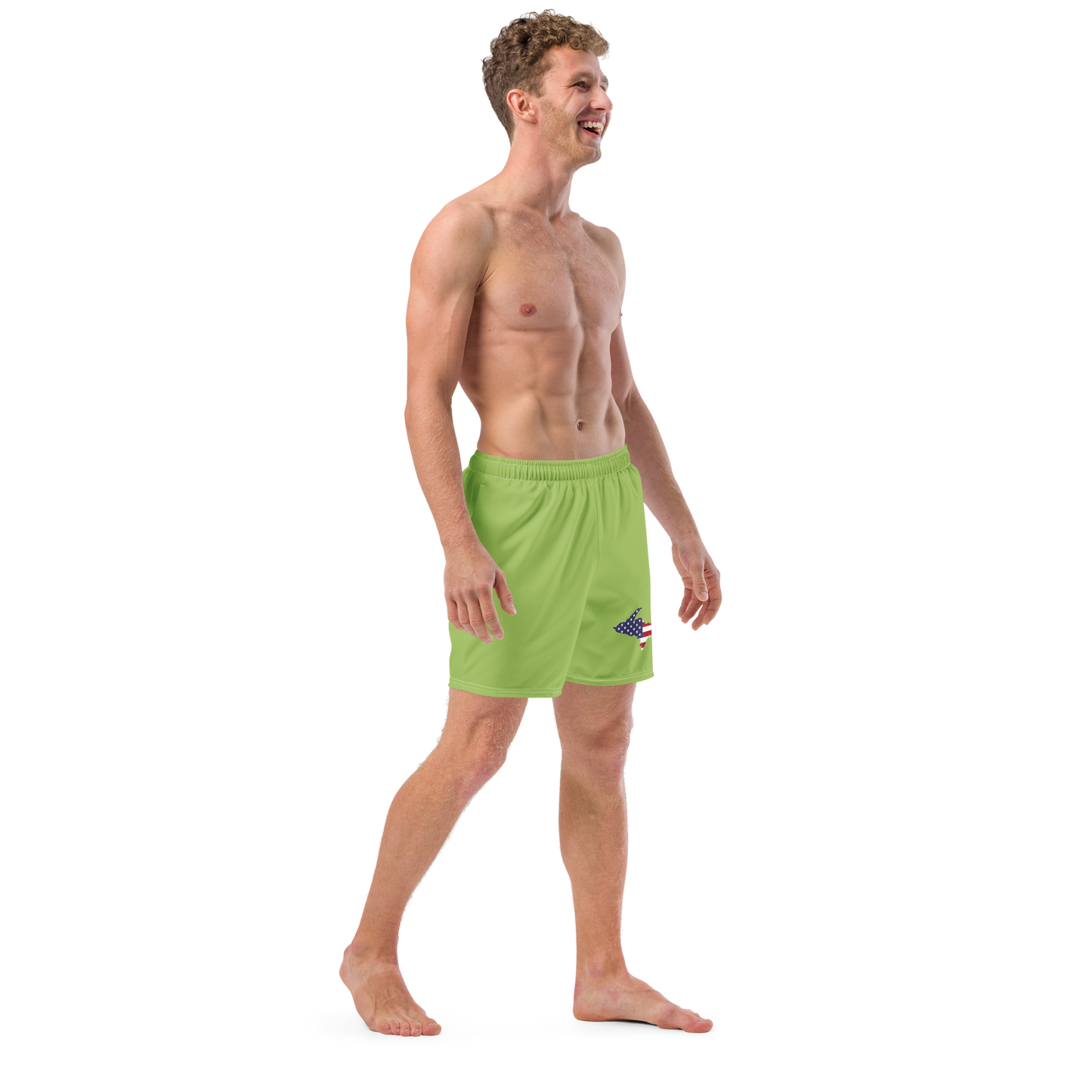 Michigan Upper Peninsula Men's Swim Trunks (w/ UP USA Flag ) | Gooseberry Green