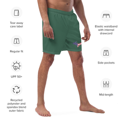 Michigan Upper Peninsula Men's Swim Trunks (w/ UP USA Flag ) | Ginger Ale Green