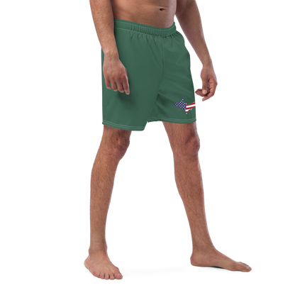 Michigan Upper Peninsula Men's Swim Trunks (w/ UP USA Flag ) | Ginger Ale Green