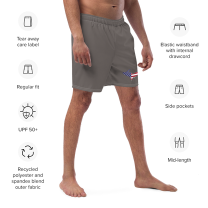 Michigan Upper Peninsula Men's Swim Trunks (w/ UP USA Flag ) | Warren Tank Grey