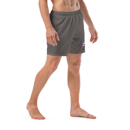 Michigan Upper Peninsula Men's Swim Trunks (w/ UP USA Flag ) | Warren Tank Grey