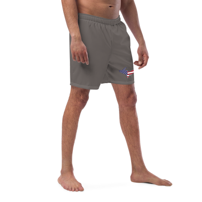 Michigan Upper Peninsula Men's Swim Trunks (w/ UP USA Flag ) | Warren Tank Grey