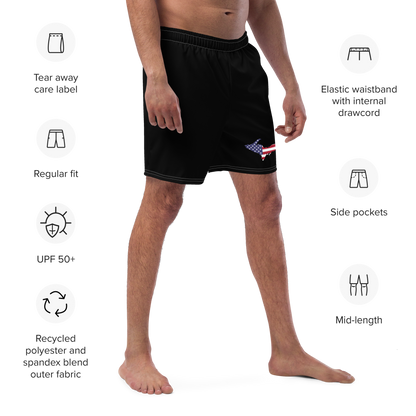 Michigan Upper Peninsula Men's Swim Trunks (w/ UP USA Flag ) | Black