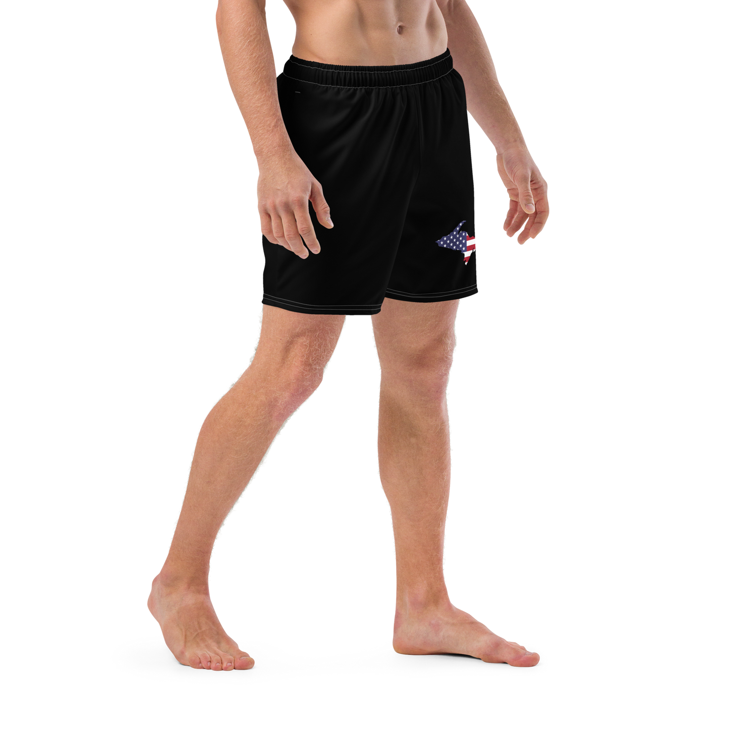 Michigan Upper Peninsula Men's Swim Trunks (w/ UP USA Flag ) | Black