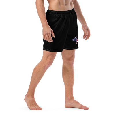 Michigan Upper Peninsula Men's Swim Trunks (w/ UP USA Flag ) | Black