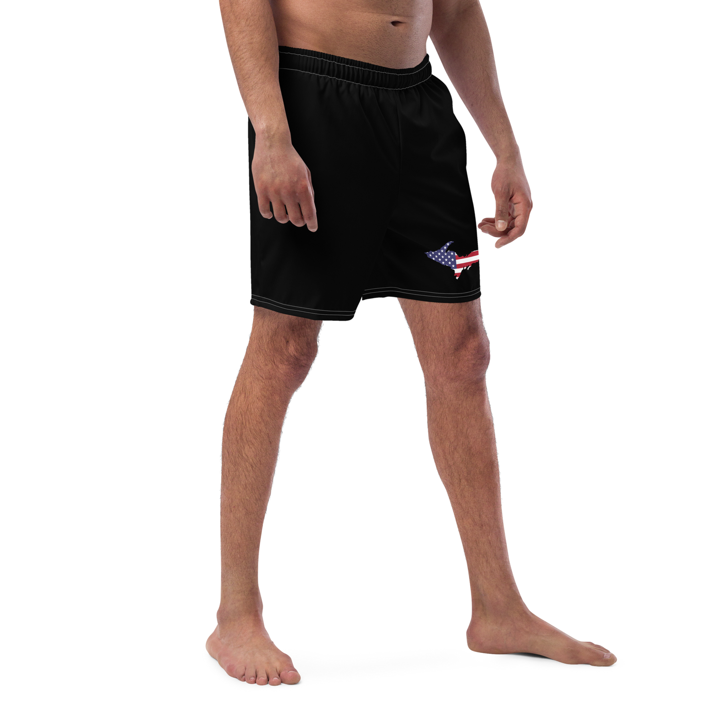 Michigan Upper Peninsula Men's Swim Trunks (w/ UP USA Flag ) | Black