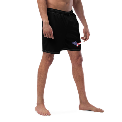 Michigan Upper Peninsula Men's Swim Trunks (w/ UP USA Flag ) | Black