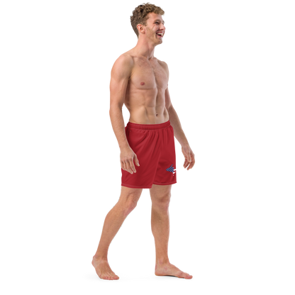 Michigan Upper Peninsula Men's Swim Trunks (w/ UP USA Flag ) | Thimbleberry Red