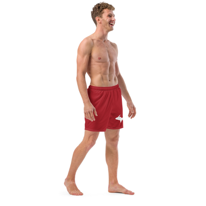 Michigan Upper Peninsula Men's Swim Trunks (w/ UP Outline) | Thimbleberry Red