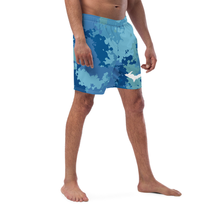 Michigan Upper Peninsula Men's Swim Trunks (w/ UP Outline) | Great Lakes Camo