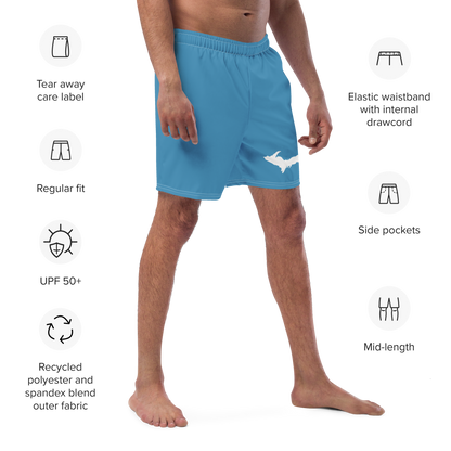 Michigan Upper Peninsula Men's Swim Trunks (w/ UP Outline) | Lake Michigan Blue